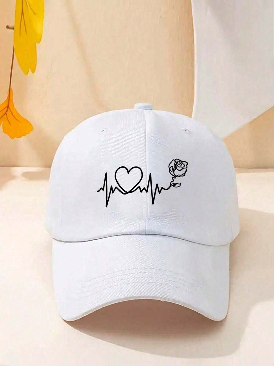 1 Stück Damen Baseballkappe mit Schwarz-Linien & Schmetterling Muster, Outdoor Sonnenhut zum Valentinstag