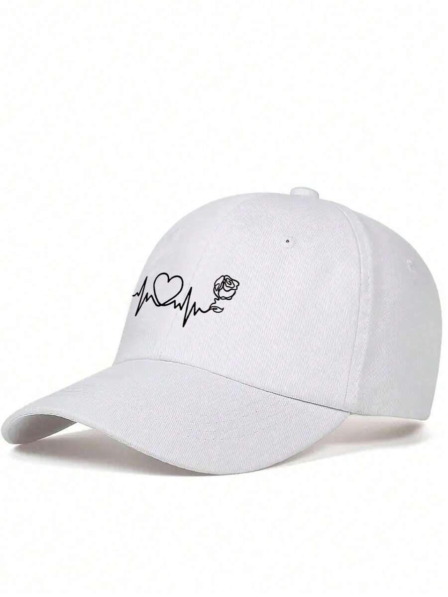 1 Stück Damen Baseballkappe mit Schwarz-Linien & Schmetterling Muster, Outdoor Sonnenhut zum Valentinstag