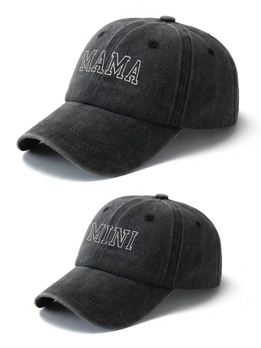 MAKEFGE 2 Stücke Frauen Mode Bestickter "MAMA" Buchstabe verstellbarer Mini Lässig Sonnenhut für Outdoor Alltag Kombinationen