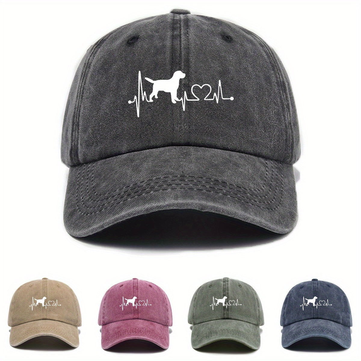 New Summer Style Cute Dog Print Baseball Cap, Sun-Protective and Breathable, Casual and Versatile Trendy Hat for Men and Women, Couple's Style with Adjustable Brim, Street Style Fashion Hat, Available in Multiple Colors