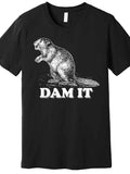 Men’s Vintage Beaver Graphic T-Shirt - "Dam It" Funny Casual Short Sleeve, Black Cotton Tee with Damming It Print, Relaxed Fit for Casual Attire