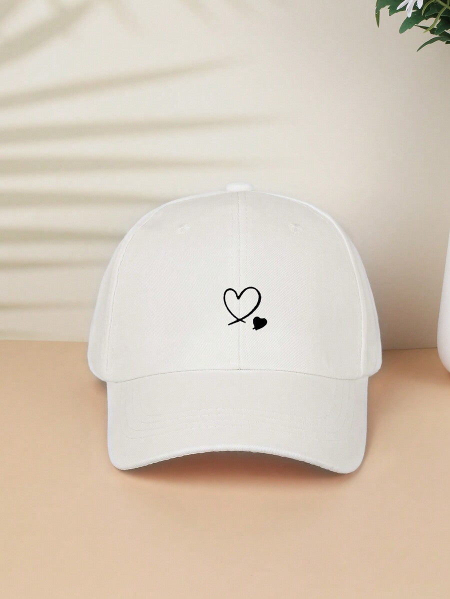 1 Stück khakifarbene Baseballkappe mit doppeltem Herz Stickerei, Unisex Sonnenhut Outdoor Essentiell Halloween