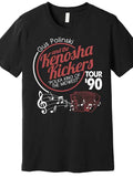 [Comfortable] Men's Black Graphic T-Shirt - Gus Polinski & The Kenosha Kickers 1990 Tour Design, Casual Short Sleeve Cotton Tee with Polka King of the Midwest Logo, Machine Washable