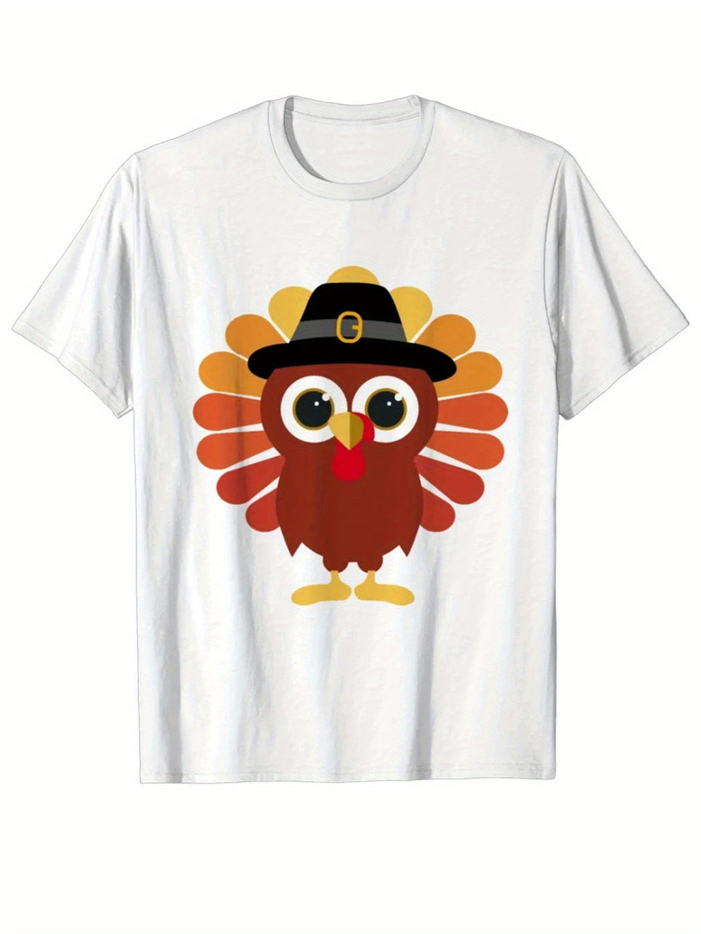 Thanksgiving Day Printed, Men's Cotton Turkey Graphic T-shirt, Casual Short Sleeve Crew Neck Gamer T-shirt, Men's Tee For Outdoor