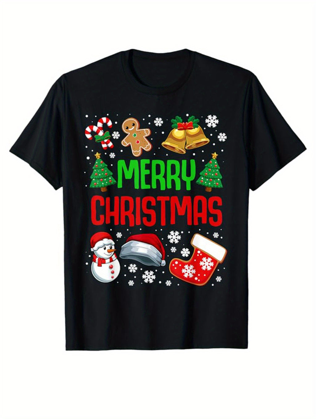 Christmas Printed, Men's Cotton T-shirt, Graphic Tee Men's Xmas Outdoor Clothes, Men's Clothing, Casual Short Sleeve Crew Neck T-shirt, Tops For Men, Gift For Men