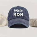 Soccer Mom Print Baseball Cap - Vintage Washed Style, Adjustable Fit, Suitable for Outdoor Activities, Fashion Design