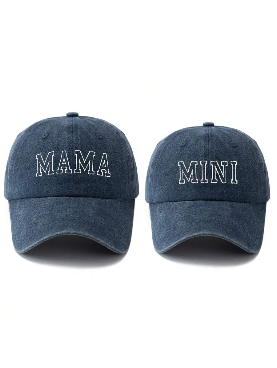 MAKEFGE 2 Stücke Frauen Mode Bestickter "MAMA" Buchstabe verstellbarer Mini Lässig Sonnenhut für Outdoor Alltag Kombinationen