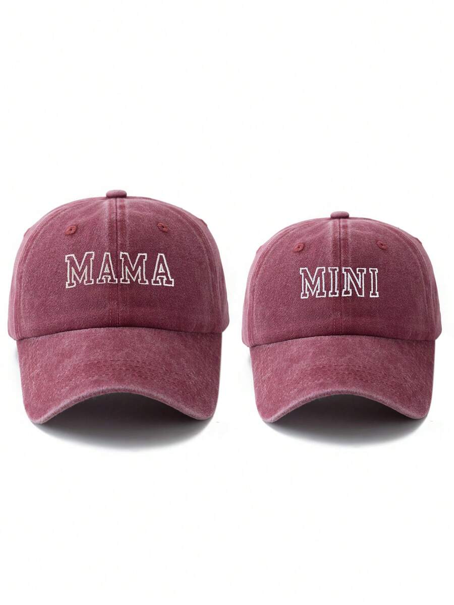 MAKEFGE 2 Stücke Frauen Mode Bestickter "MAMA" Buchstabe verstellbarer Mini Lässig Sonnenhut für Outdoor Alltag Kombinationen