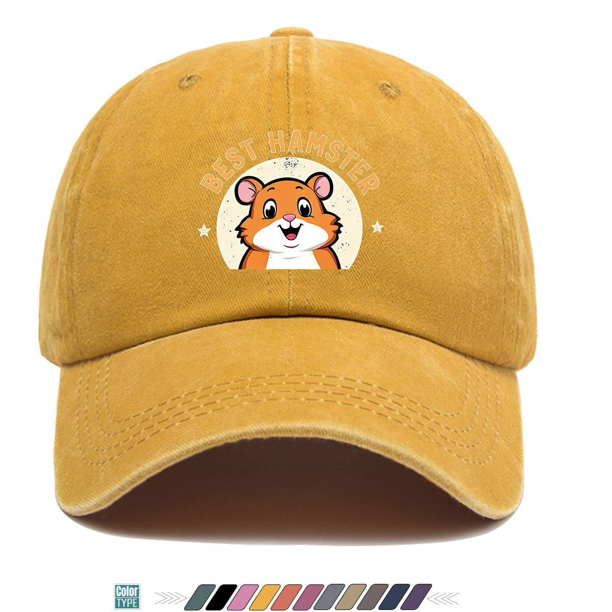 1pc "Best Hamster" Cartoon Hamster Print Baseball Cap, Cute And Playful Sun Hat, Fashionable Casual Unisex Hat, Adjustable Size, Daily Hat, Couple Outing Hat, Suitable for Park Play, Easy Dressing, Shopping, Hiking, Outdoor Picnic