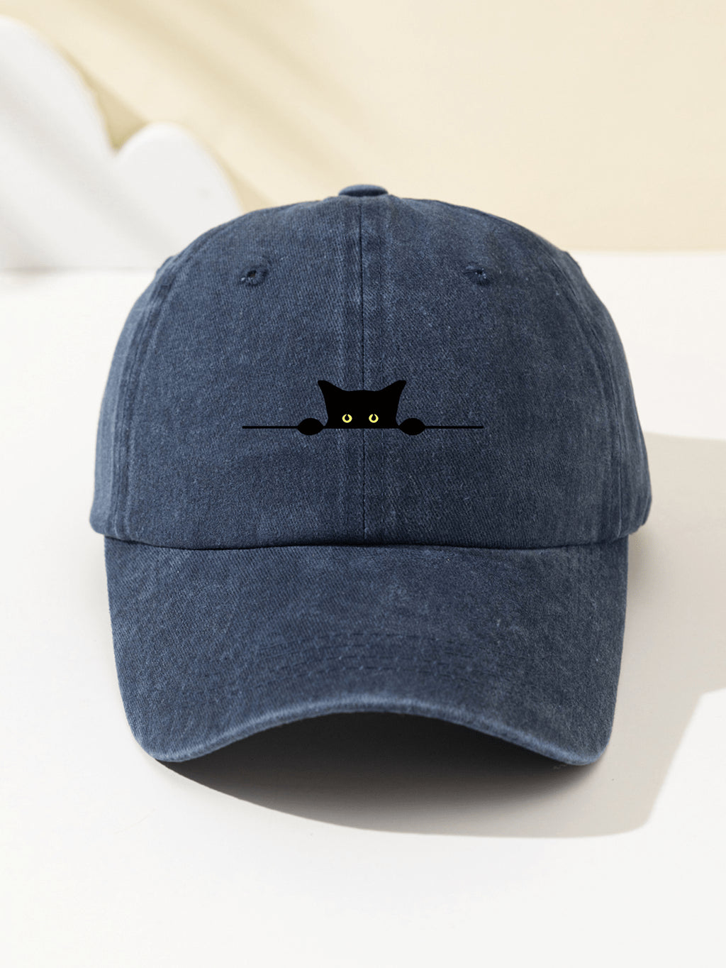1 Stück Damen-Baseballkappe mit Halbmond- und Katzen-Print, weiches Oberteil, süßes Tiermuster, verstellbare Kappenkrempe für Outdoor, Sport, Camping, Urlaub, Weihnachtsgeschenk