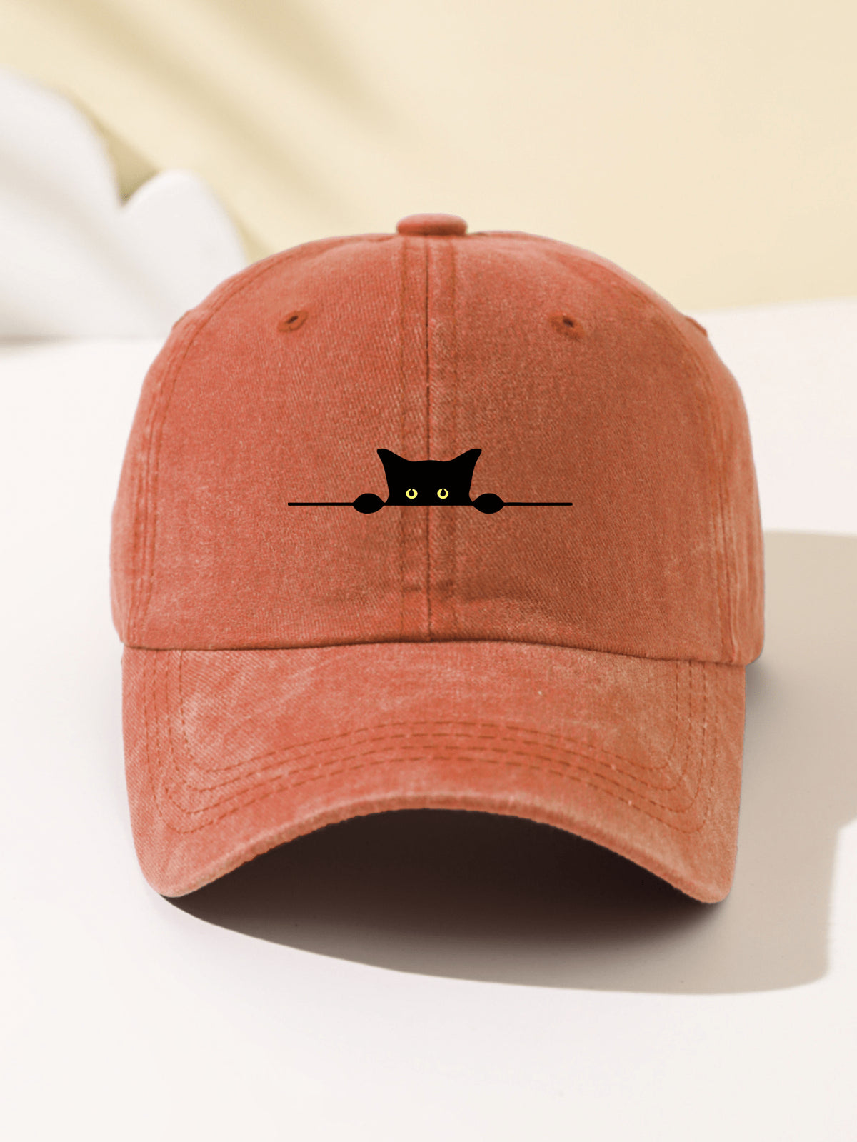 1 Stück Damen-Baseballkappe mit Halbmond- und Katzen-Print, weiches Oberteil, süßes Tiermuster, verstellbare Kappenkrempe für Outdoor, Sport, Camping, Urlaub, Weihnachtsgeschenk