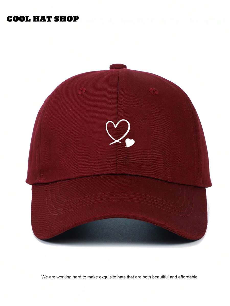 1 Stück khakifarbene Baseballkappe mit doppeltem Herz Stickerei, Unisex Sonnenhut Outdoor Essentiell Halloween