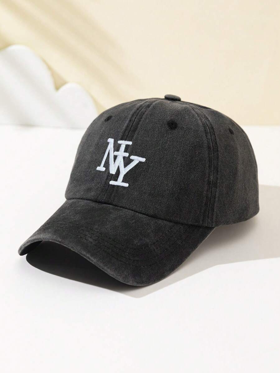 1 Stück Damen Überlappende NY Buchstaben bestickte weiche Baseball Kappe, modisch & personalisiert, verstellbare Passform, geeignet für Outdoor-Sport, Reisen, Camping, Treffen, Urlaub