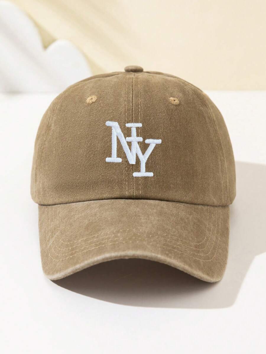 1 Stück Damen Überlappende NY Buchstaben bestickte weiche Baseball Kappe, modisch & personalisiert, verstellbare Passform, geeignet für Outdoor-Sport, Reisen, Camping, Treffen, Urlaub