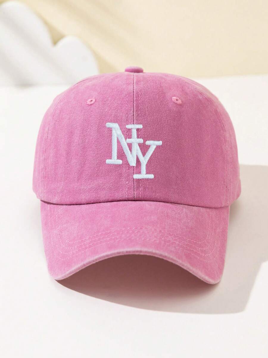 1 Stück Damen Überlappende NY Buchstaben bestickte weiche Baseball Kappe, modisch & personalisiert, verstellbare Passform, geeignet für Outdoor-Sport, Reisen, Camping, Treffen, Urlaub