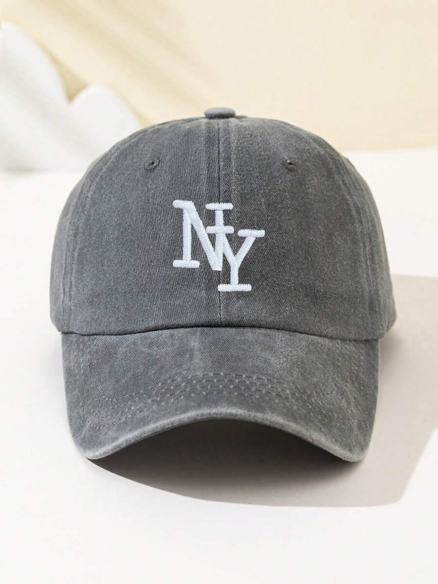 1 Stück Damen Überlappende NY Buchstaben bestickte weiche Baseball Kappe, modisch & personalisiert, verstellbare Passform, geeignet für Outdoor-Sport, Reisen, Camping, Treffen, Urlaub