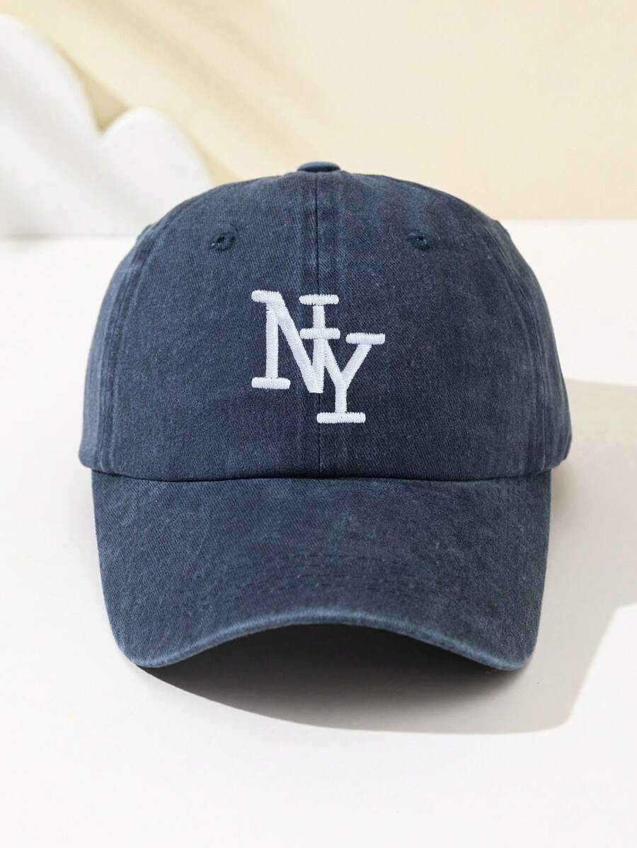1 Stück Damen Überlappende NY Buchstaben bestickte weiche Baseball Kappe, modisch & personalisiert, verstellbare Passform, geeignet für Outdoor-Sport, Reisen, Camping, Treffen, Urlaub