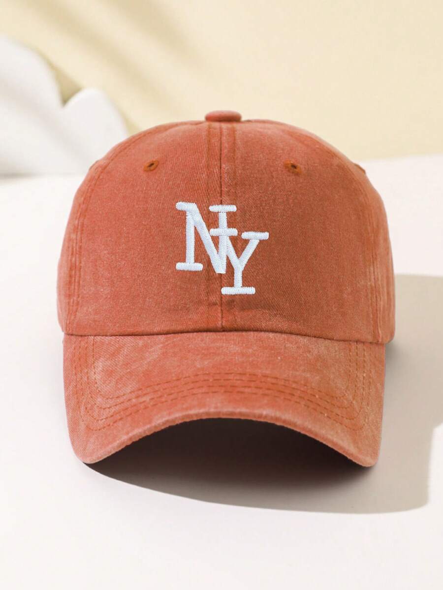 1 Stück Damen Überlappende NY Buchstaben bestickte weiche Baseball Kappe, modisch & personalisiert, verstellbare Passform, geeignet für Outdoor-Sport, Reisen, Camping, Treffen, Urlaub