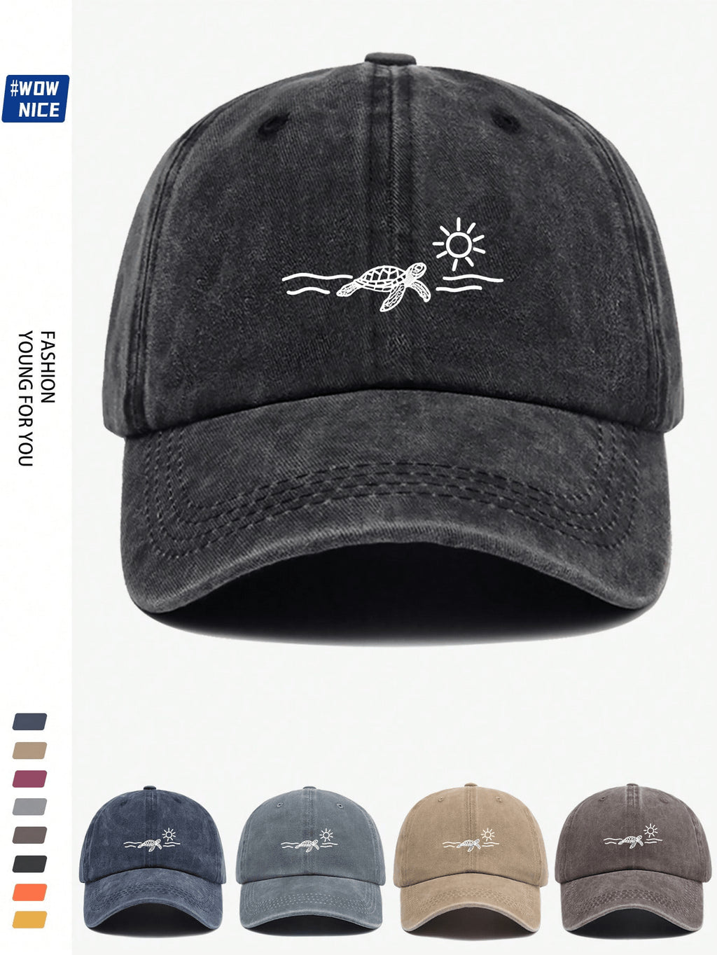 1 Stück "Schöne Natur" Frosch, Schildkröte, Pilz, Kirschblüten bedrucktes Retro Baseball Kappe, lila, pink, schwarz, gebogener Schirm, weiches Material, Sonnenhut für Herren und Damen, Lässig Stadt, Outdoor Urlaub, bequem, atmungsaktiv, sonnengeschützt, S