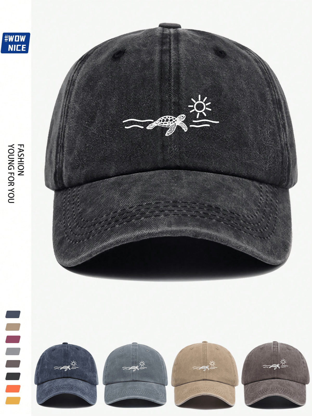 1 Stück "Schöne Natur" Frosch, Schildkröte, Pilz, Kirschblüten bedrucktes Retro Baseball Kappe, lila, pink, schwarz, gebogener Schirm, weiches Material, Sonnenhut für Herren und Damen, Lässig Stadt, Outdoor Urlaub, bequem, atmungsaktiv, sonnengeschützt, S