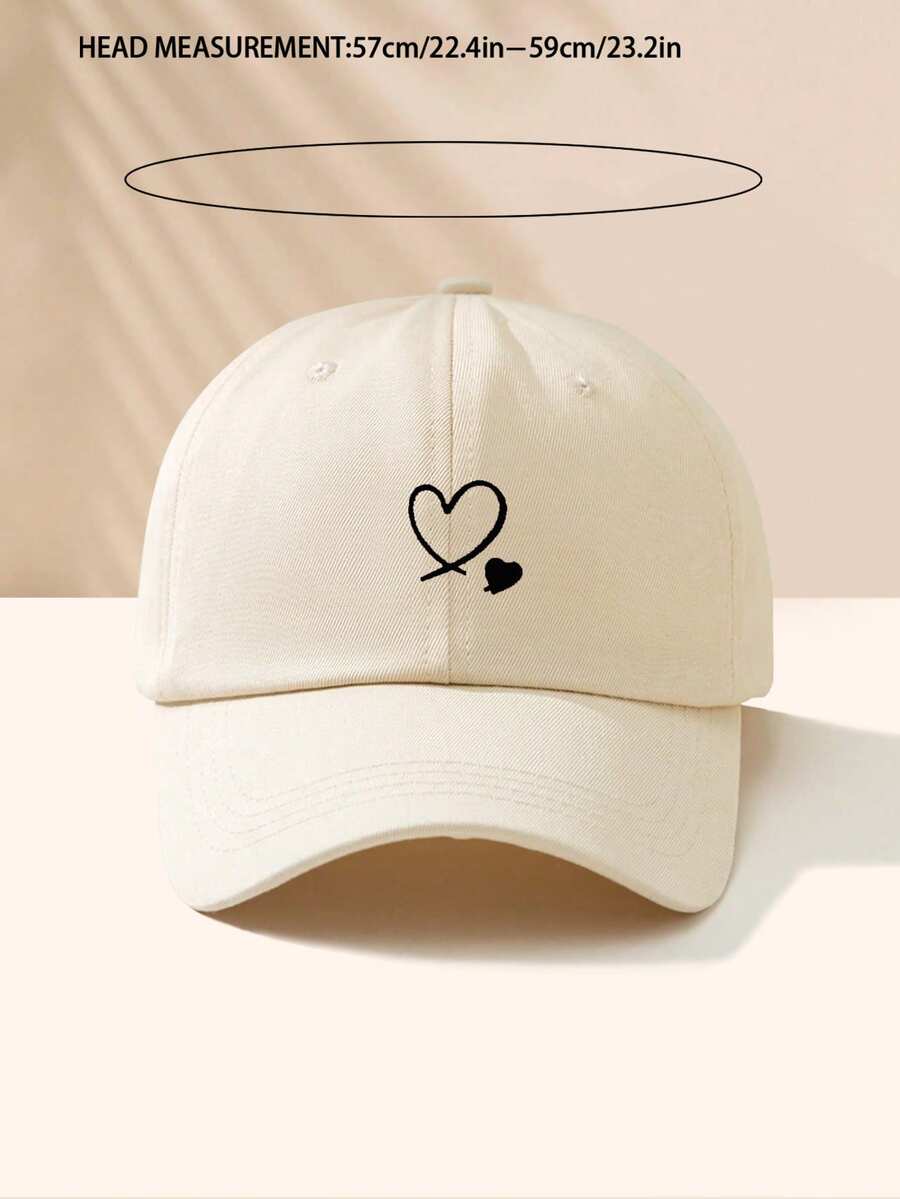1 Stück khakifarbene Baseballkappe mit doppeltem Herz Stickerei, Unisex Sonnenhut Outdoor Essentiell Halloween