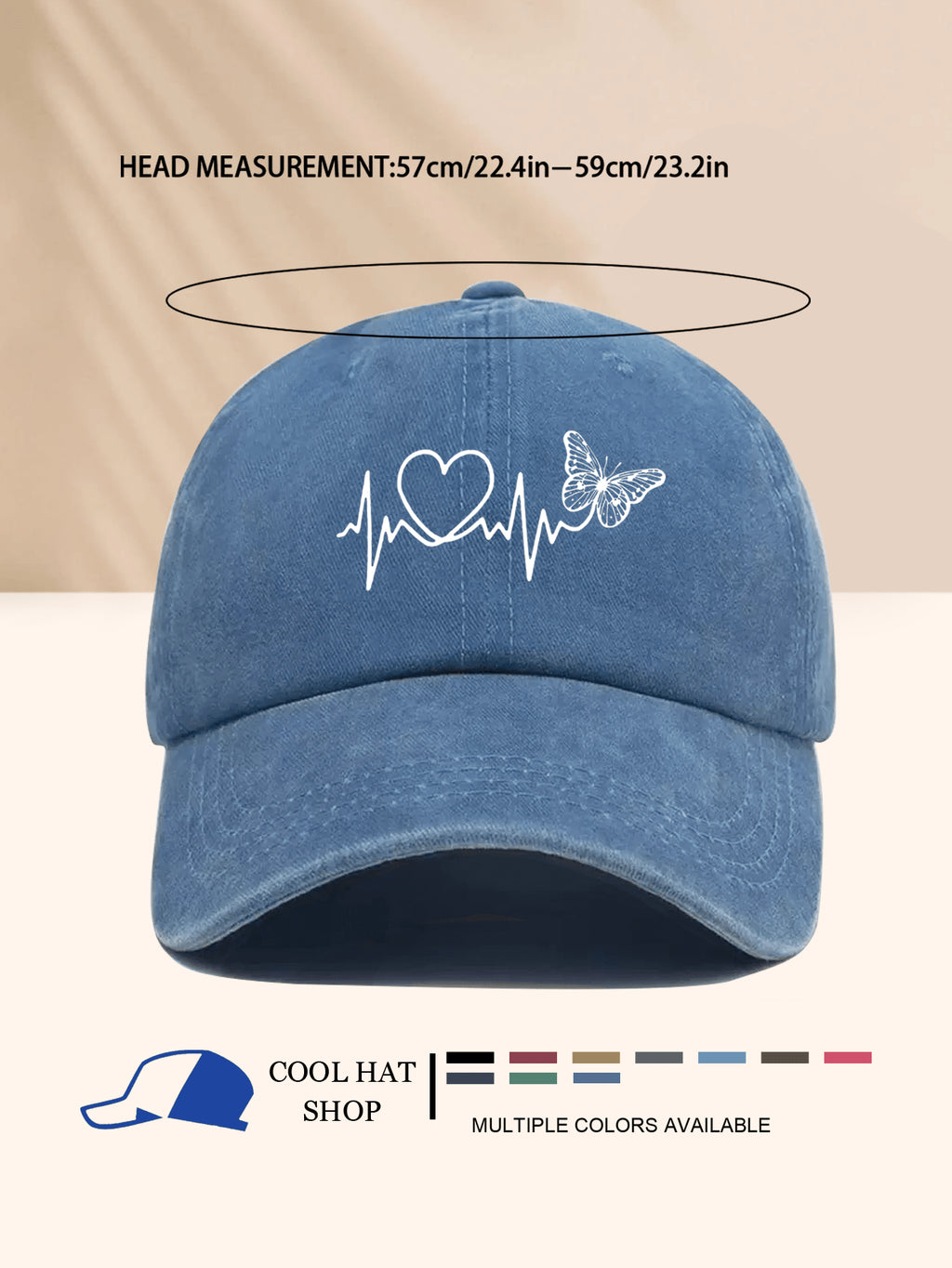 1 Stück Damen Baseballkappe mit Schwarz-Linien & Schmetterling Muster, Outdoor Sonnenhut zum Valentinstag