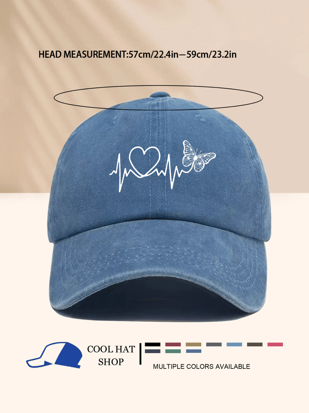 1 Stück Damen Baseballkappe mit Schwarz-Linien & Schmetterling Muster, Outdoor Sonnenhut zum Valentinstag