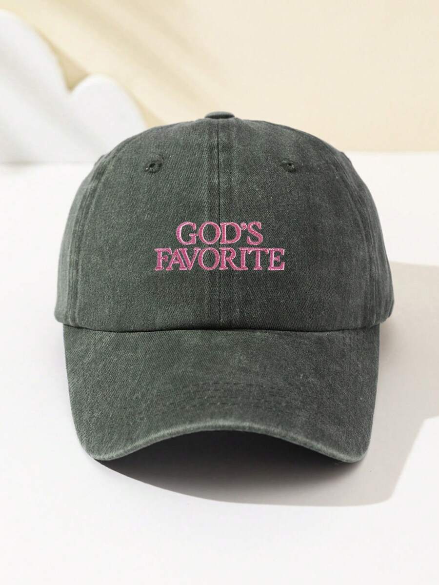 1 Stück Damen Baseballkappe mit Stickerei "God's Favorite", verstellbarer Schirm, atmungsaktiv für Outdoor, geeignet für Sport, Camping, Reisen, Geschenk