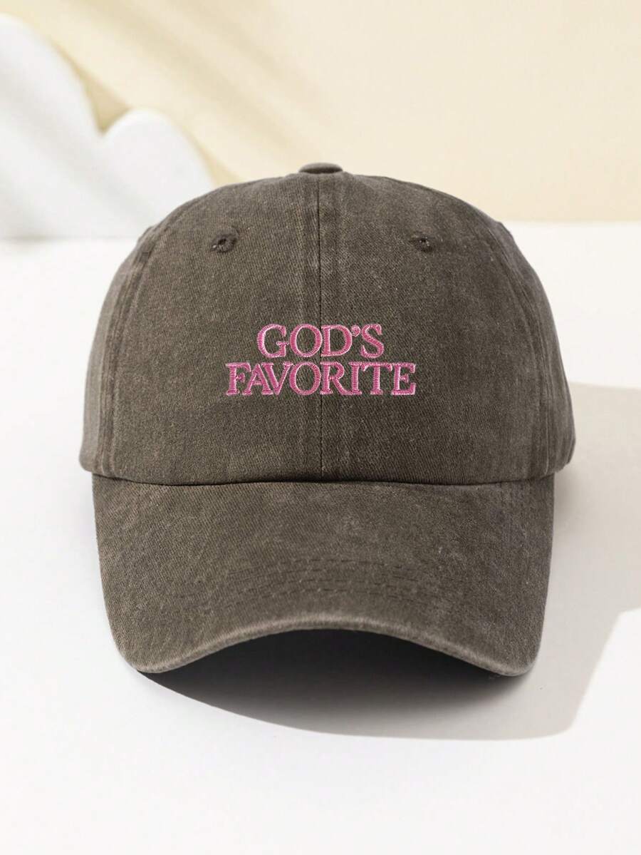 1 Stück Damen Baseballkappe mit Stickerei "God's Favorite", verstellbarer Schirm, atmungsaktiv für Outdoor, geeignet für Sport, Camping, Reisen, Geschenk