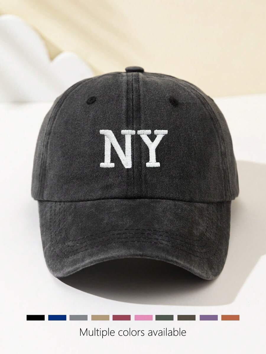 1 Stück Damen Überlappende NY Buchstaben bestickte weiche Baseball Kappe, modisch & personalisiert, verstellbare Passform, geeignet für Outdoor-Sport, Reisen, Camping, Treffen, Urlaub