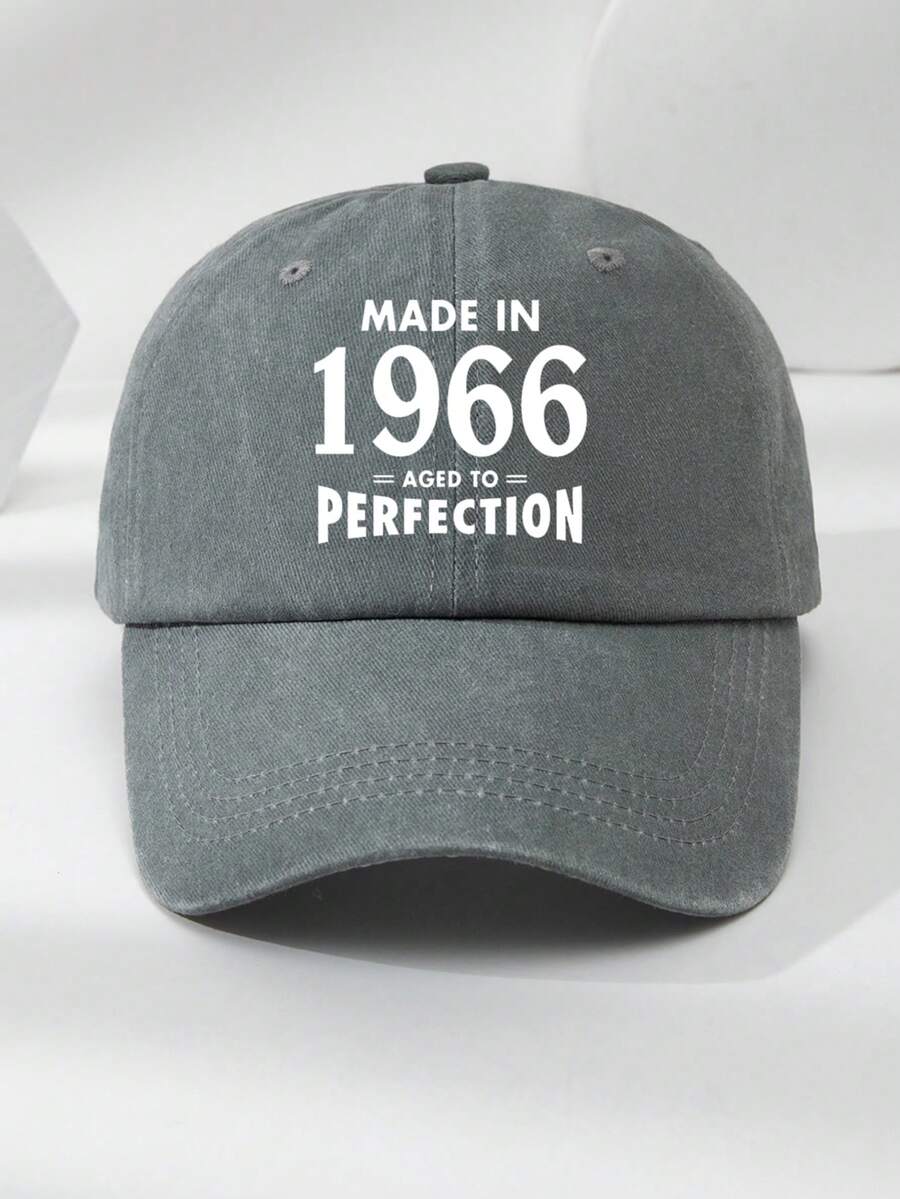 1 Stück Unisex Vintage 1966 Slogan Grafik verstellbare Baseballkappe, schwarz mehrfarbig, lässiger Outdoor-Modehut geeignet für den täglichen Gebrauch, Reisen, Strand, Angeln, Geburtstagsgeschenk zum 60. Geburtstag