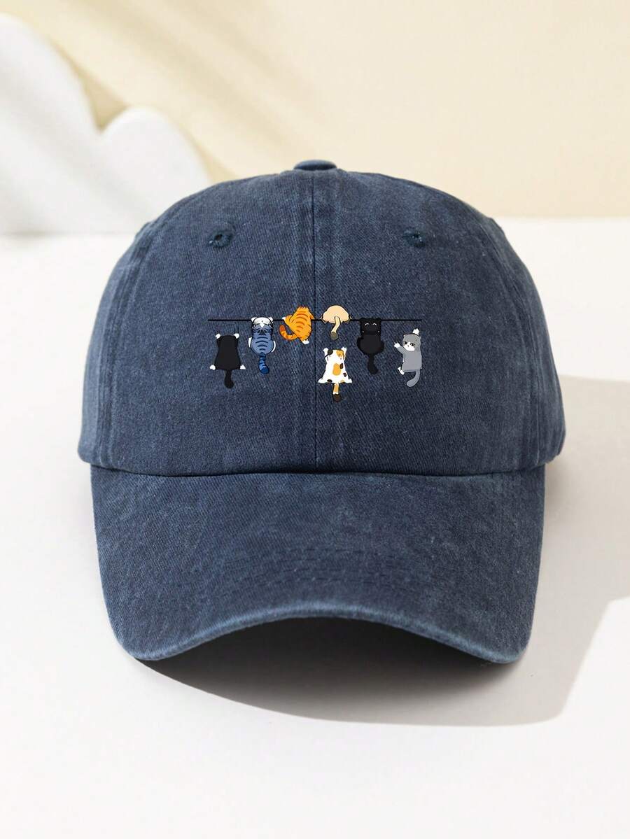 1 Stück Damen Baseballkappe aus weichem Material mit Kletterkatzen-Motiv, atmungsaktiv mit verstellbarem Schirm, geeignet für tägliche Ausflüge, Urlaub, Camping, Outdoor-Sport, LKW-Fahrer, Geschenk für Feiertage