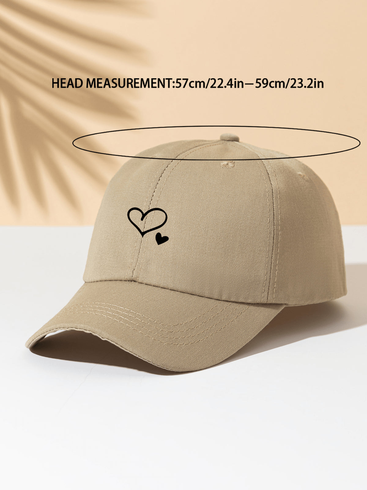 1 Stück khakifarbene Baseballkappe mit doppeltem Herz Stickerei, Unisex Sonnenhut Outdoor Essentiell Halloween