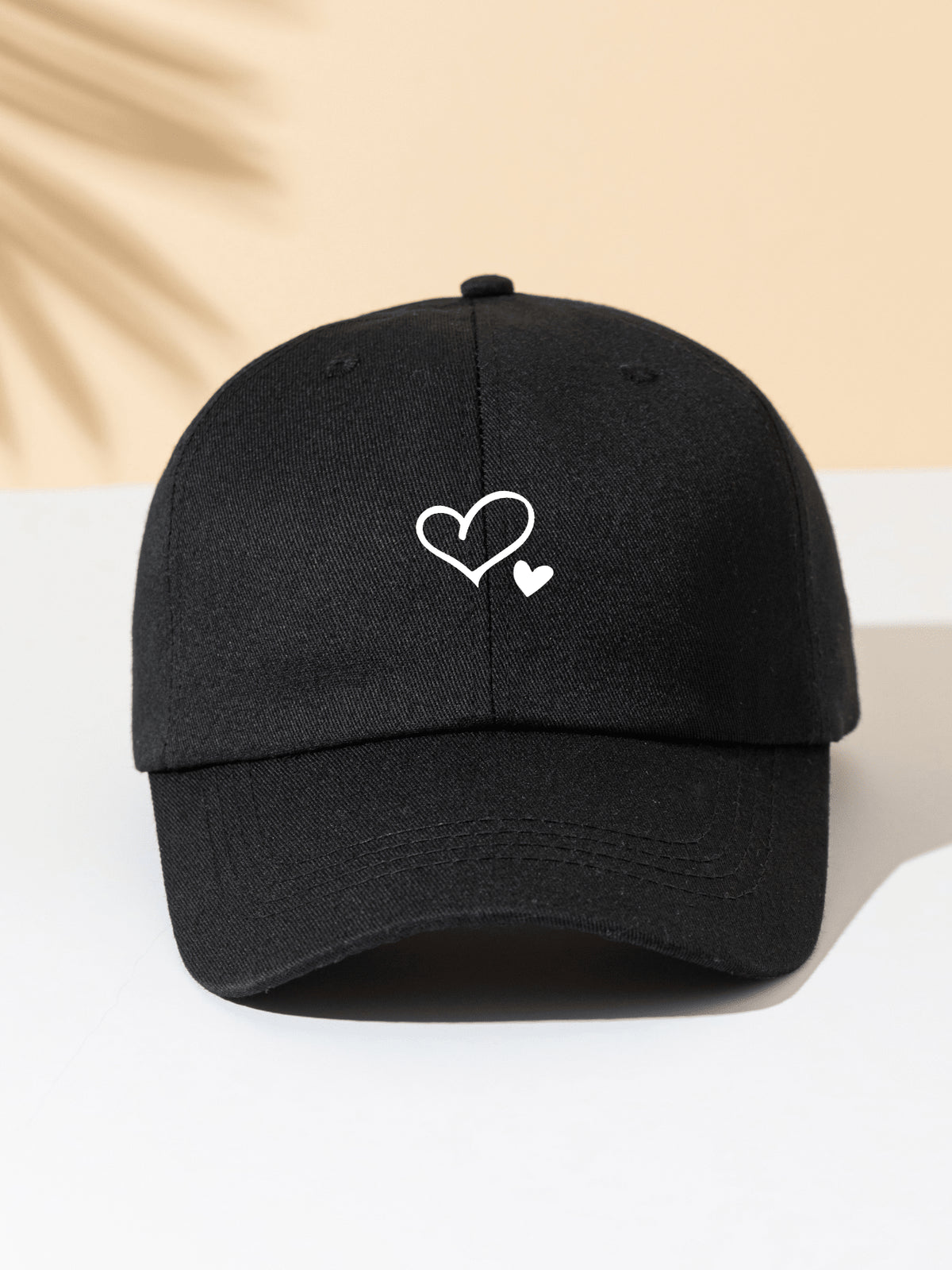 1 Stück khakifarbene Baseballkappe mit doppeltem Herz Stickerei, Unisex Sonnenhut Outdoor Essentiell Halloween