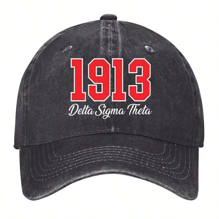 1913 Delta Sigma Theta Anniversary Logo Design Vintage Washed Baseball Cap