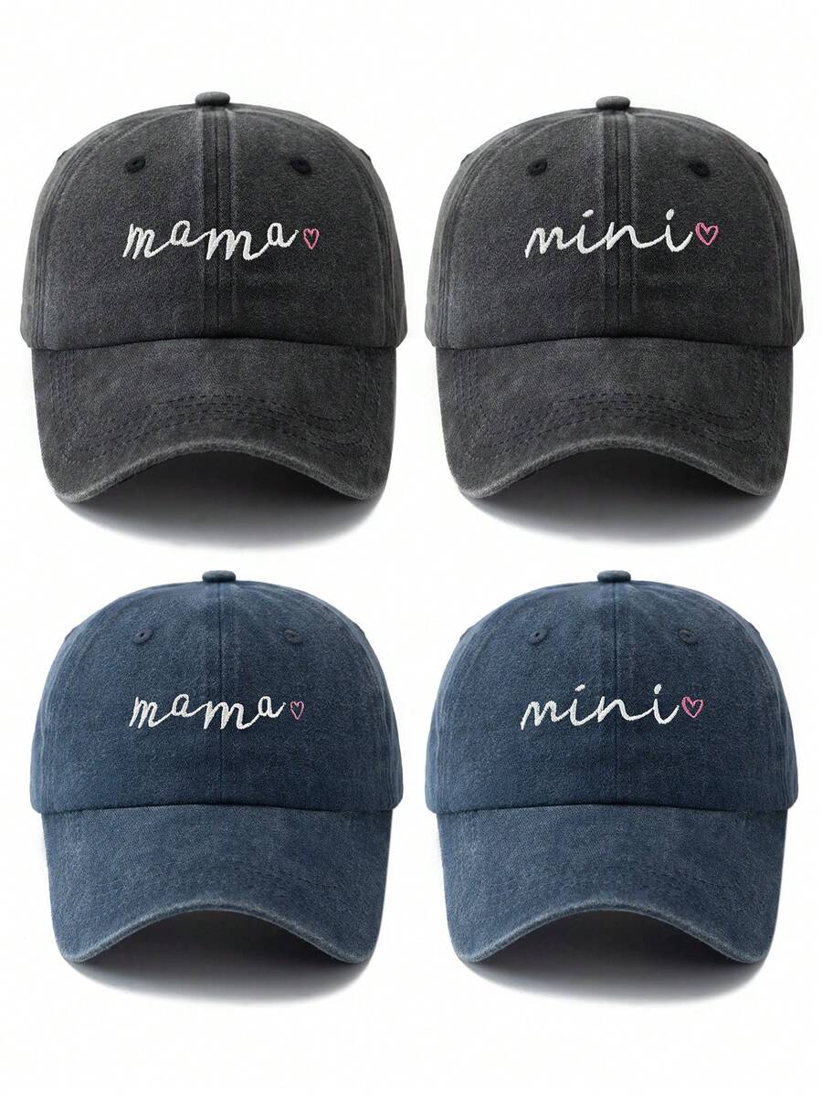MAKEFGE 2 Stücke Frauen Mode Bestickter "MAMA" Buchstabe verstellbarer Mini Lässig Sonnenhut für Outdoor Alltag Kombinationen