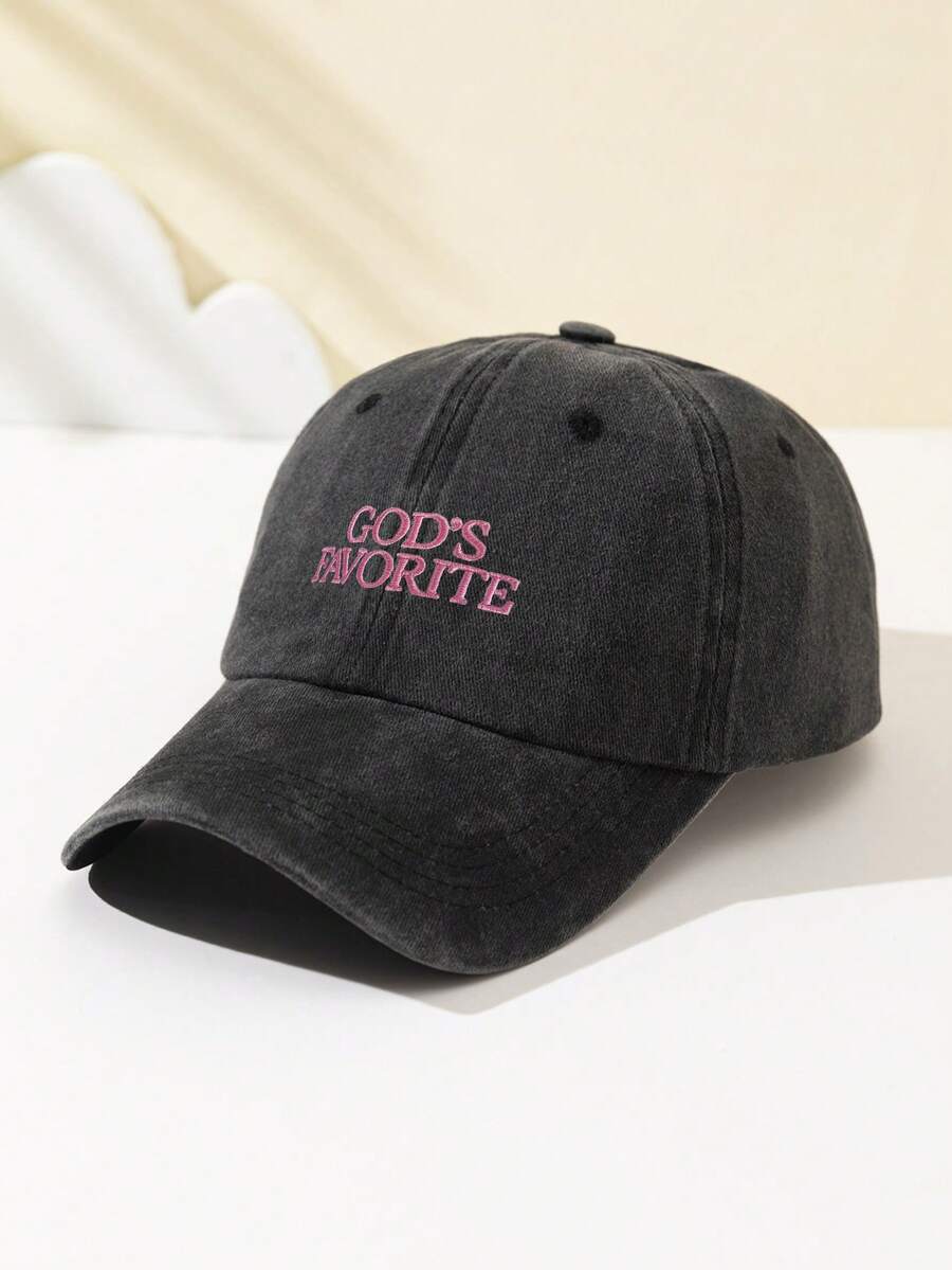1 Stück Damen Baseballkappe mit Stickerei "God's Favorite", verstellbarer Schirm, atmungsaktiv für Outdoor, geeignet für Sport, Camping, Reisen, Geschenk