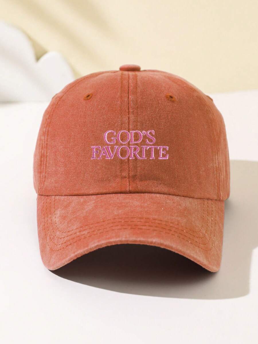 1 Stück Damen "Gottes Liebling" bestickte weiche Baseball Kappe, schmeichelhaft, verstellbare Größe, lässiger Stil, modisch für tägliche Fahrten, Strand, Outdoor-Sport, Wandern, Sommer, Hut