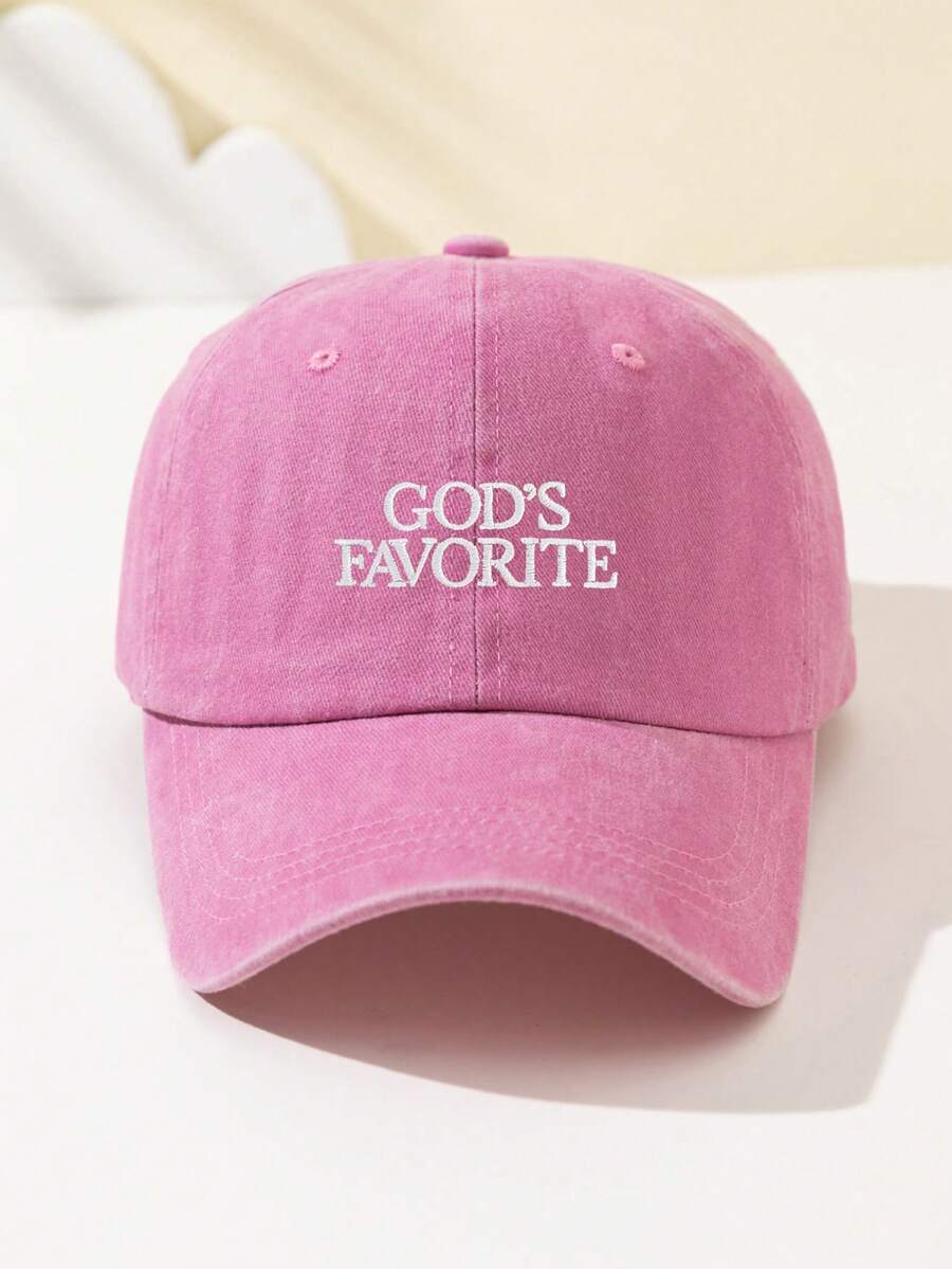 1 Stück Damen "Gottes Liebling" bestickte weiche Baseball Kappe, schmeichelhaft, verstellbare Größe, lässiger Stil, modisch für tägliche Fahrten, Strand, Outdoor-Sport, Wandern, Sommer, Hut