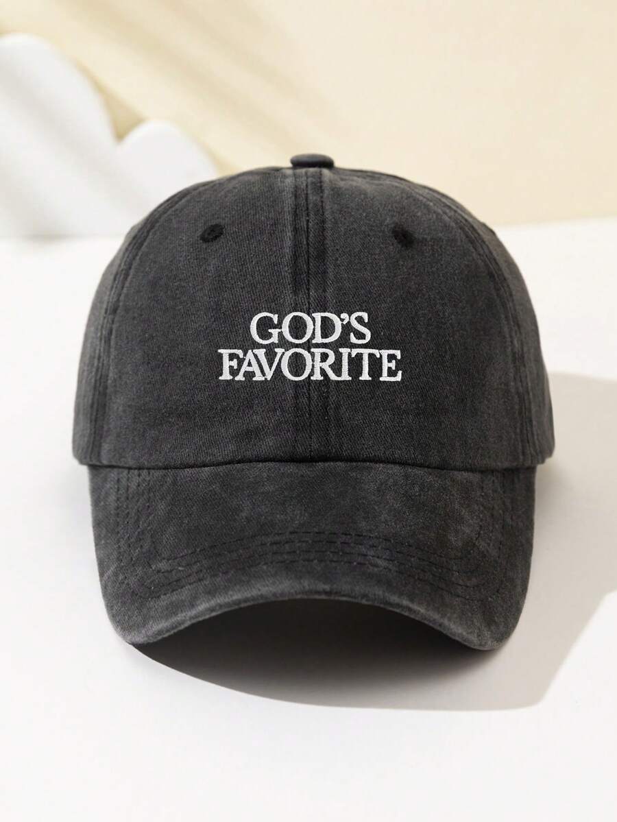 1 Stück Damen "Gottes Liebling" bestickte weiche Baseball Kappe, schmeichelhaft, verstellbare Größe, lässiger Stil, modisch für tägliche Fahrten, Strand, Outdoor-Sport, Wandern, Sommer, Hut