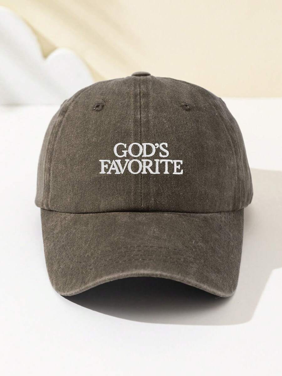 1 Stück Damen "Gottes Liebling" bestickte weiche Baseball Kappe, schmeichelhaft, verstellbare Größe, lässiger Stil, modisch für tägliche Fahrten, Strand, Outdoor-Sport, Wandern, Sommer, Hut
