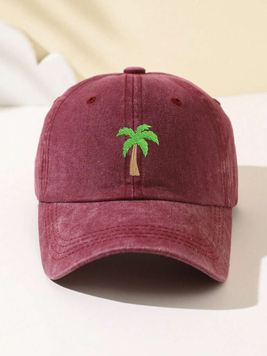 1 Stück Damen Baseballkappe mit Kokospalmen Stickerei, gesichtsformend, verstellbare Größe, locker sitzend, modisch & vielseitig für tägliche Fahrten, Strand, Outdoor-Sport, Wandern, Sommer, Hut