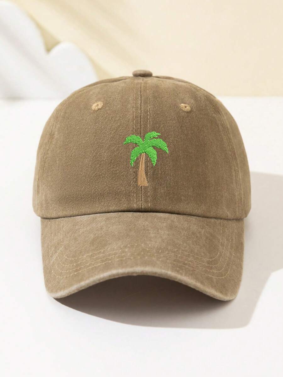 1 Stück Damen Baseballkappe mit Kokospalmen Stickerei, gesichtsformend, verstellbare Größe, locker sitzend, modisch & vielseitig für tägliche Fahrten, Strand, Outdoor-Sport, Wandern, Sommer, Hut