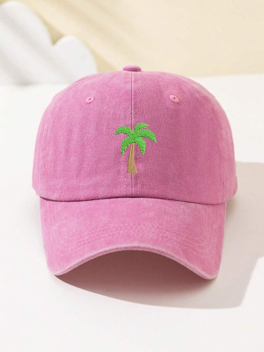 1 Stück Damen Baseballkappe mit Kokospalmen Stickerei, gesichtsformend, verstellbare Größe, locker sitzend, modisch & vielseitig für tägliche Fahrten, Strand, Outdoor-Sport, Wandern, Sommer, Hut