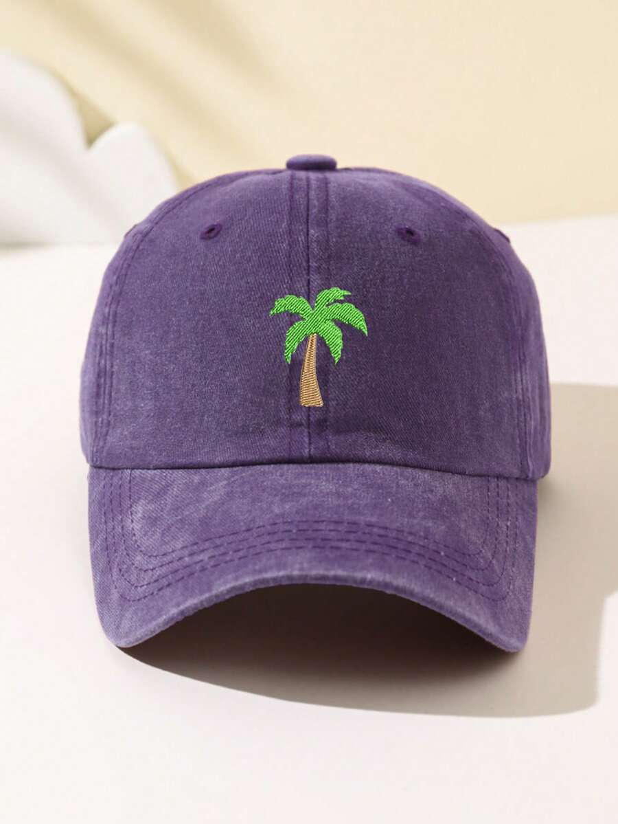 1 Stück Damen Baseballkappe mit Kokospalmen Stickerei, gesichtsformend, verstellbare Größe, locker sitzend, modisch & vielseitig für tägliche Fahrten, Strand, Outdoor-Sport, Wandern, Sommer, Hut