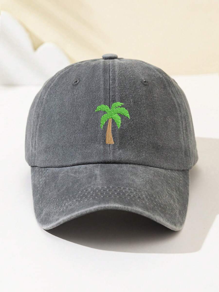 1 Stück Damen Baseballkappe mit Kokospalmen Stickerei, gesichtsformend, verstellbare Größe, locker sitzend, modisch & vielseitig für tägliche Fahrten, Strand, Outdoor-Sport, Wandern, Sommer, Hut