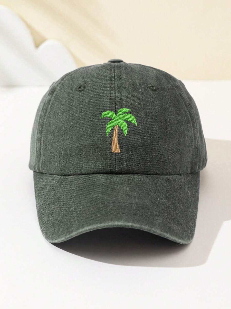1 Stück Damen Baseballkappe mit Kokospalmen Stickerei, gesichtsformend, verstellbare Größe, locker sitzend, modisch & vielseitig für tägliche Fahrten, Strand, Outdoor-Sport, Wandern, Sommer, Hut