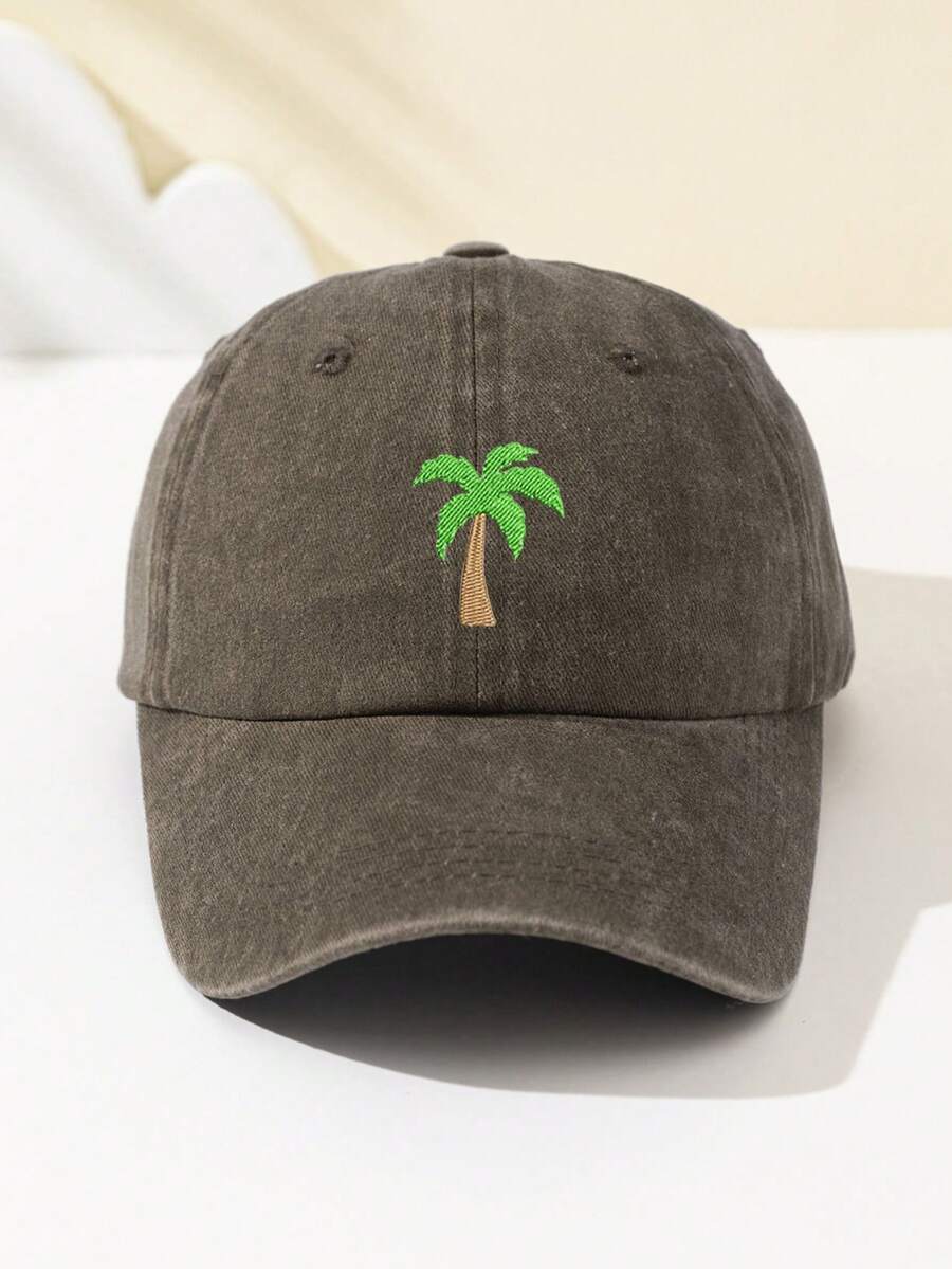 1 Stück Damen Baseballkappe mit Kokospalmen Stickerei, gesichtsformend, verstellbare Größe, locker sitzend, modisch & vielseitig für tägliche Fahrten, Strand, Outdoor-Sport, Wandern, Sommer, Hut