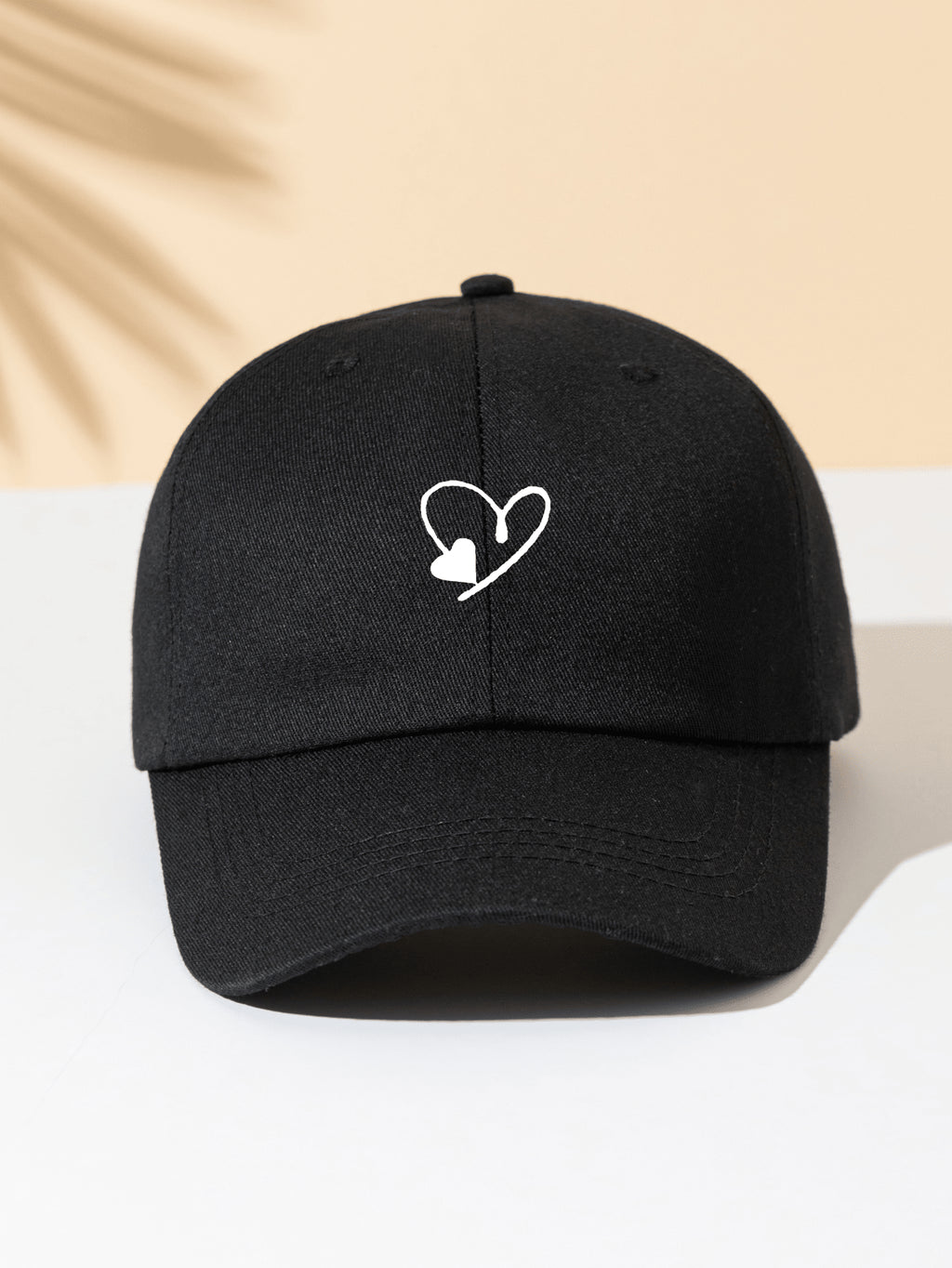 1 Stück khakifarbene Baseballkappe mit doppeltem Herz Stickerei, Unisex Sonnenhut Outdoor Essentiell Halloween