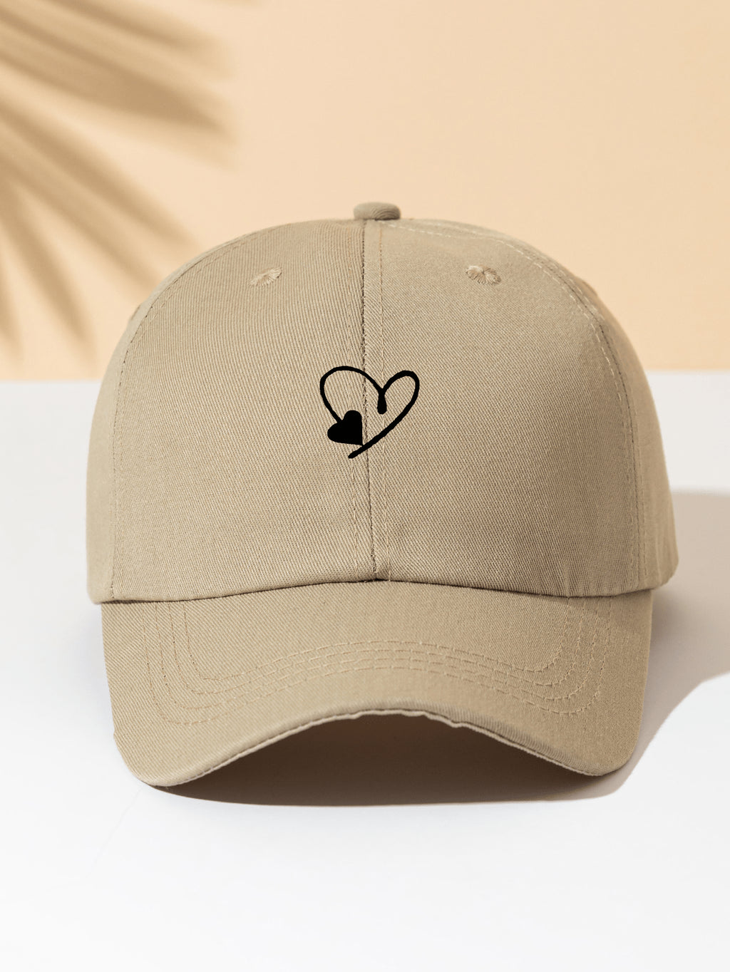 1 Stück khakifarbene Baseballkappe mit doppeltem Herz Stickerei, Unisex Sonnenhut Outdoor Essentiell Halloween